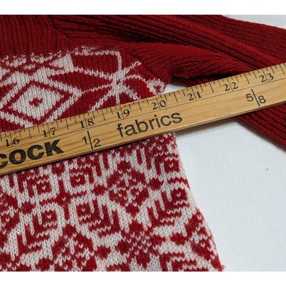 Moda International Cowl kneck sweater snowflake pattern knit wool blend Sz XL - Picture 9 of 11